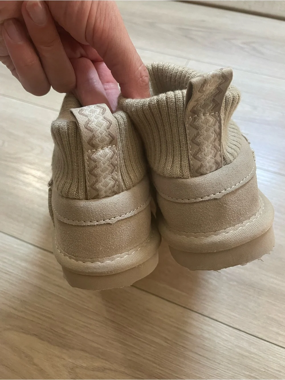 Kids Tan Slip-On Knit Cuff Boots